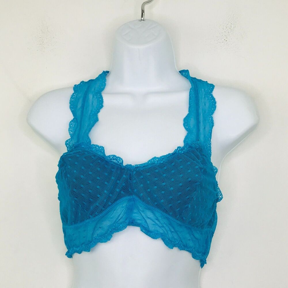 Honeydew Women's Large Bralette Blue Swiss Dot Lace Unpadded Lightly Lined BV14